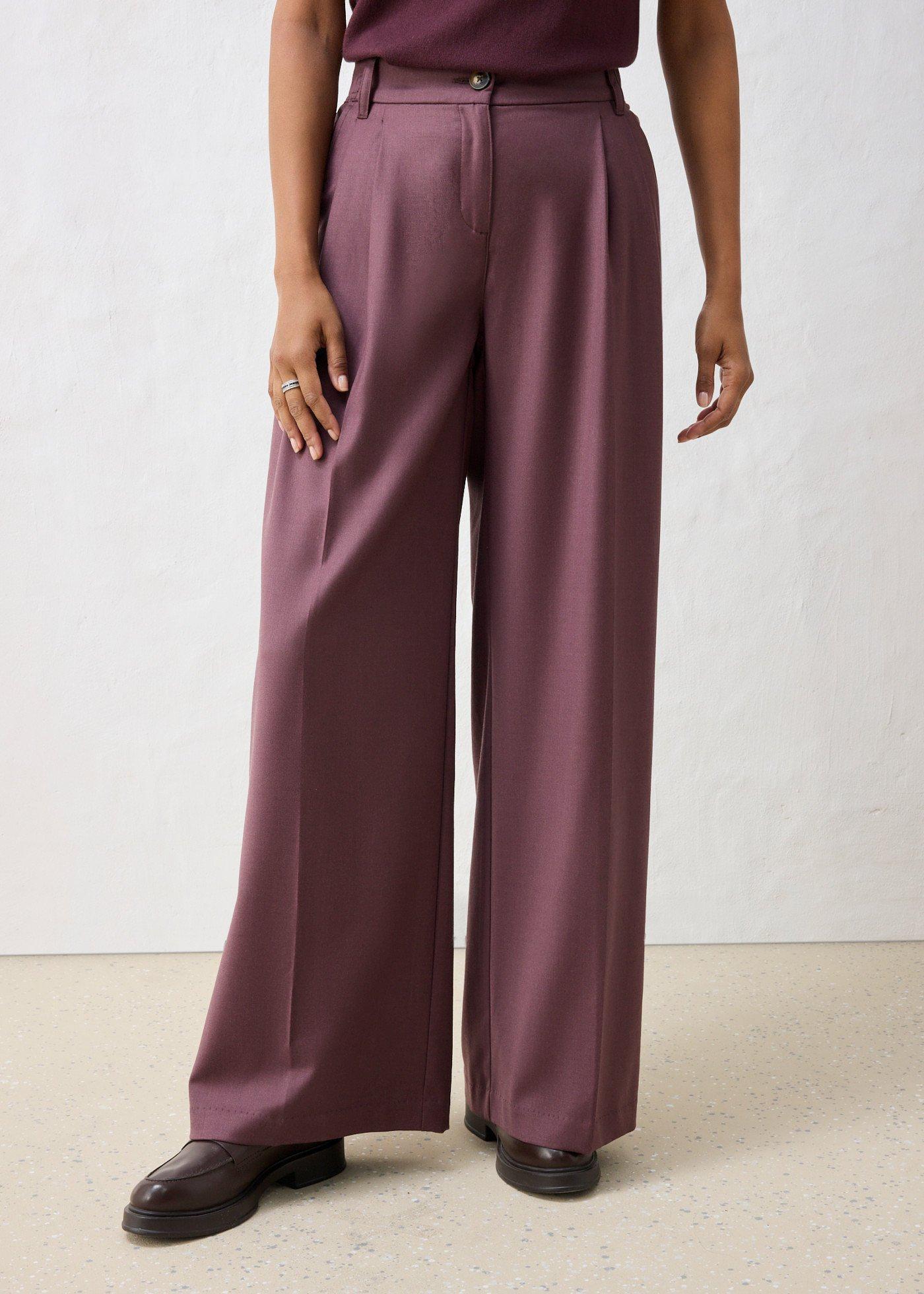 bonprix Bundfaltenhose aus weichem Woll-Mix, lila, Gr.42, moderne weite Bundfaltenhose aus weichem Woll-Mix