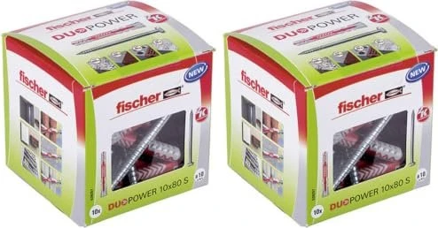 fischer DuoPower 10x80 S 2K Dübel mit Schrauben Ø 10 mm x 80 mm, 10 Stück