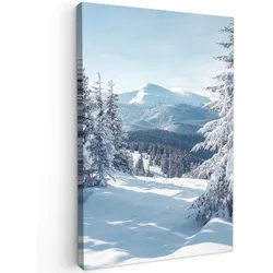 LEINWANDBILD Winterlandschaft - Natur - Berge - Bäume - Schnee Deko Groß 90x140 cm