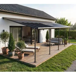 Palram - Canopia Sierra Cabrio 1034 | Aluminium Terrassenüberdachung | 3x10,4 m - Anthrazit