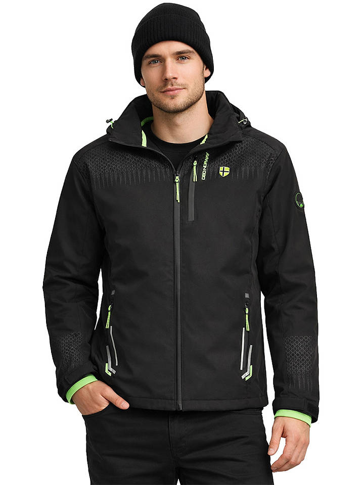Geographical Norway Softshelljacke "Trelino" in Schwarz/ Grün - XXL