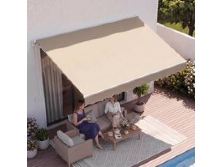 VEVOR Balkonmarkise 4x2,4 Gelenkarm Markise höhenverstellbar von 2,4 bis 3,7m Klemmmarkise Einziehbar Stahl Aluminium 280G doppelseitige PU-Beschichtung Sonnenmarkise Balkon Terrassenmarkise