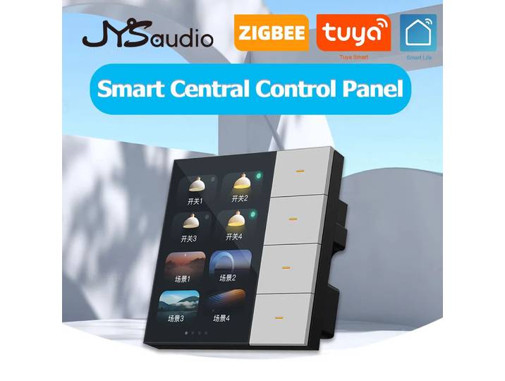 TUYA Zigbee panneau de commande Central intelligent interrupteur mural écran tactile 4 commutateur de groupe Mode scène relais 4 voies entrée AC110-250V à 4 boutons
