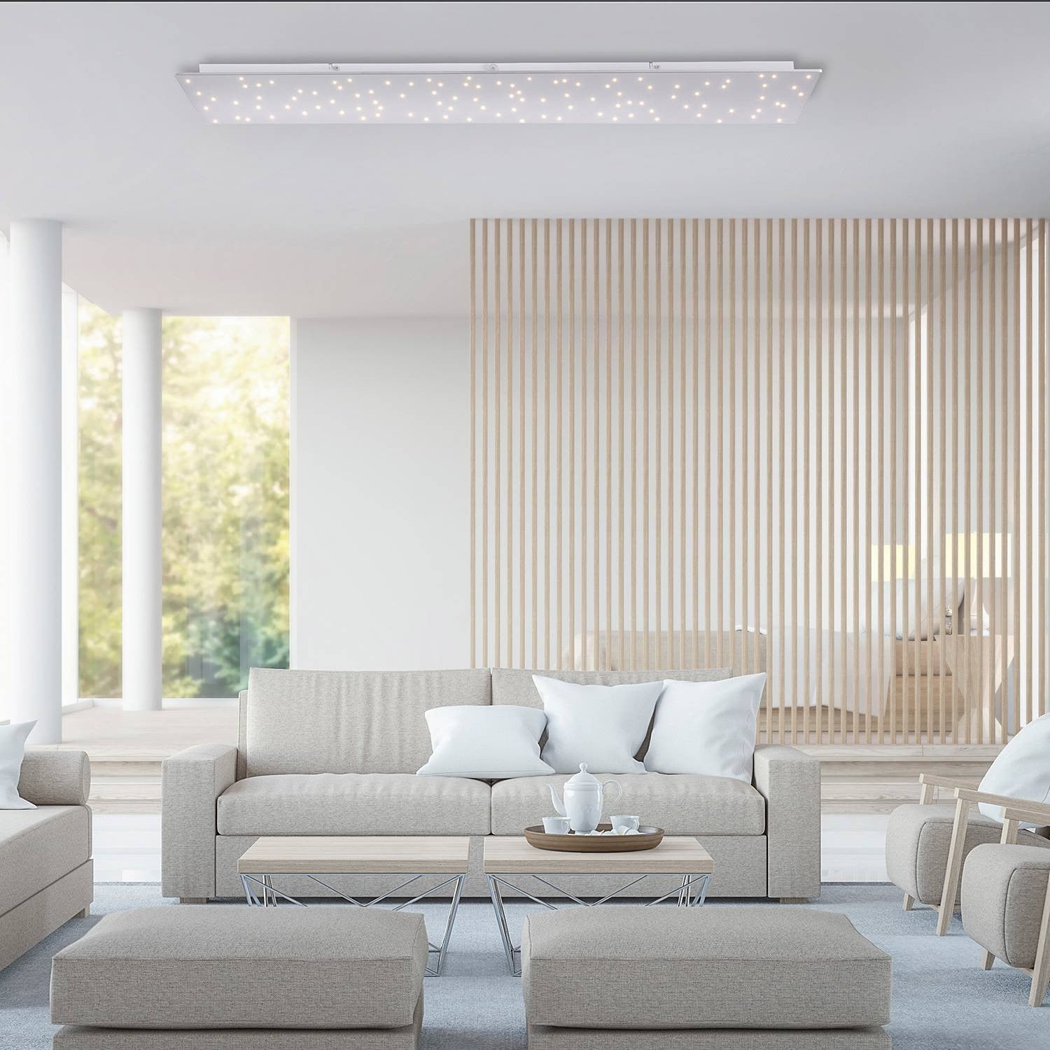 home24 LED-plafondlamp Sparkle wit B: 25 cm, D: 4 cm, H: 100 cm