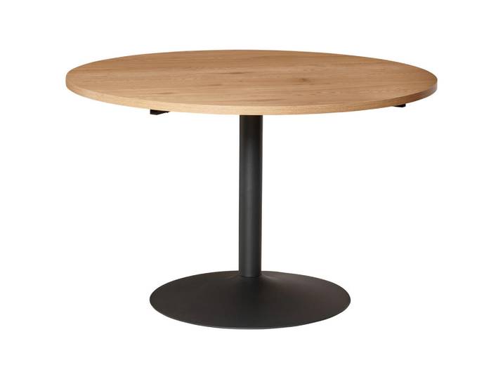 Mid.you Esstisch, Schwarz, Eiche, Metall, rund, Säule, rund, Bodenplatte, 120x76x120 cm, Bsci, Esszimmer, Tische, Esstische, Esstische rund