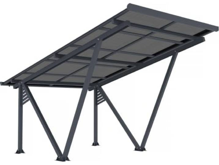 Schattenspendendes Solar-Carpot mit Photovoltaik-Paneelen - 366 x 575 x 366 cm - Grau - 4,1 kW