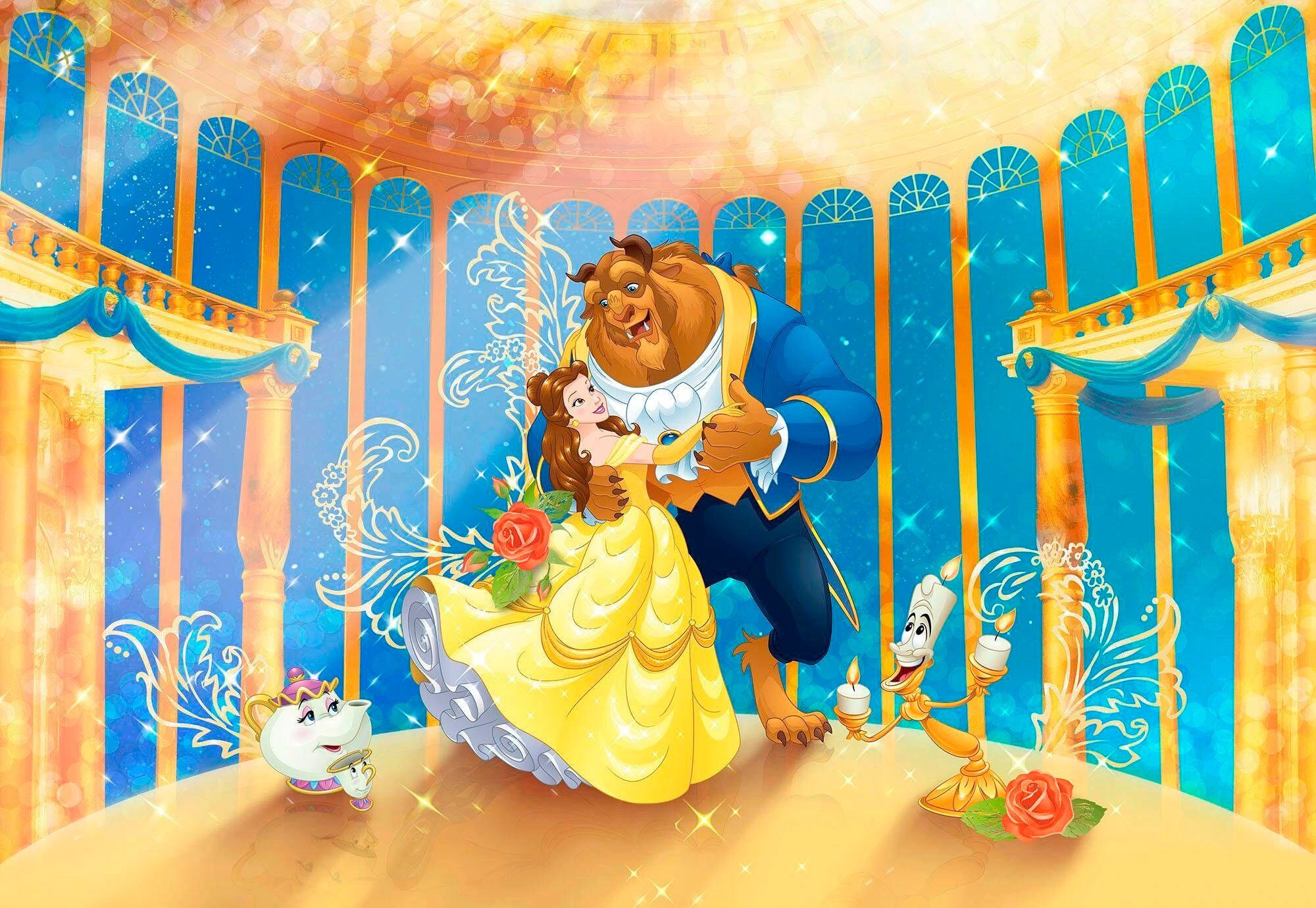 Fototapete KOMAR "Beauty and the Beast - Grösse 368 x 254 cm", bunt, B:368m L:254m, Papier, Tapeten, Fototapete, Kinderzimmer bunt B/L: 368m x 254m, Rollen: 8