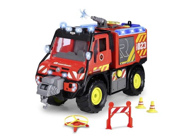 Dickie Toys - Unimog U530 Fire Rescue (50 cm) - großes Feuerwehrauto mit Wasserspritze & Seilwinde per Stick-Controller, Kinder-Spielzeug ab 3 Jahre mit Licht & Sound, inkl. Batterien