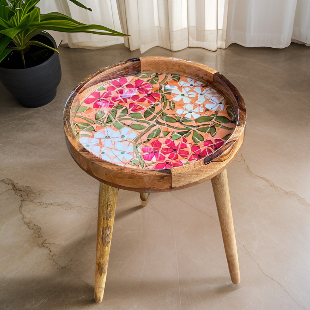 Marlow Home Co. Vecchio Tray Top End Table Red;Green;White 48cm H X 35.5cm W X 35.5cm D