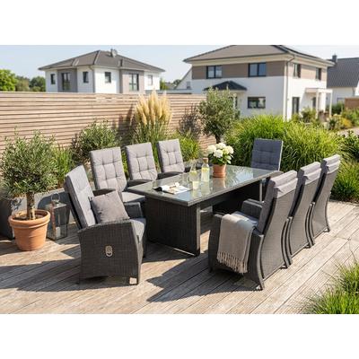Garten-Essgruppe KONIFERA "»New Paris«", grau (dunkelgrau, dunkelgrau), Aluminium, Sitzmöbel-Sets, Aluminium/Polyrattan