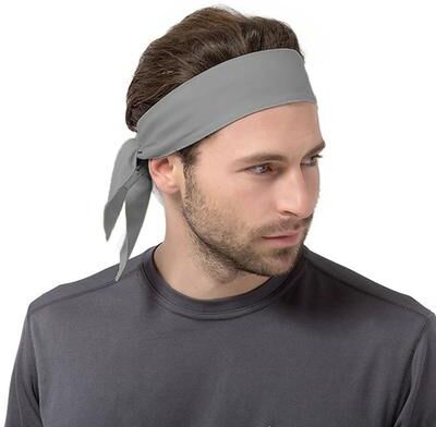 United Unisex Sweat Wicking Yoga & Gym Headband Bandana Wrap grey