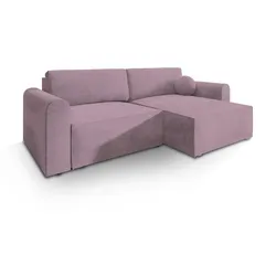 ECKSOFA FIANO M Lila Velours-Stoff mit Schlaffunktion