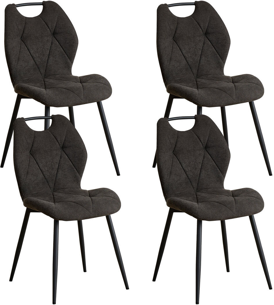 Brayden Studio Dining Chairs - Contemporary Dining Chair - Comfortable Linen Dining Chairs - Metal Legs Black 86cm H X 48cm W X 46cm D