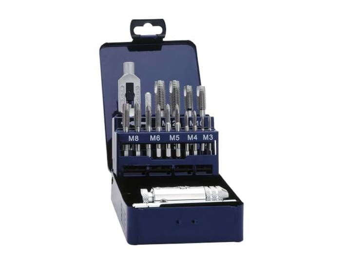 Exact 20331 Schroefdraadborenset, 16-delig HSS M3-M12 metalen cassette