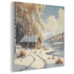 AKUSTIKBILD Winter - Schnee - Zuhause - Natur Akustikpaneele 90x90 cm