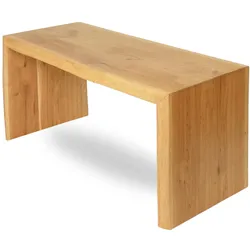DELUKE® Holzbank Sitzbank EGON - Eiche Massiv mit Baumkante | Eichenbank Esszimmer Flur Garderobe Schlafzimmer | 100x40x45cm