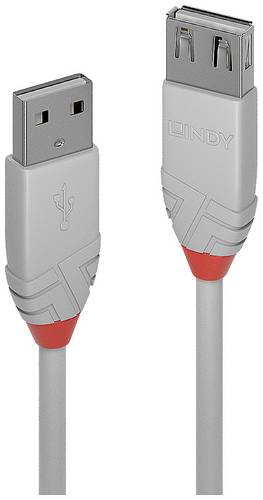 LINDY USB-Kabel USB 2.0 USB-A Stecker, USB-A Buchse 5.00 m Grau 36715