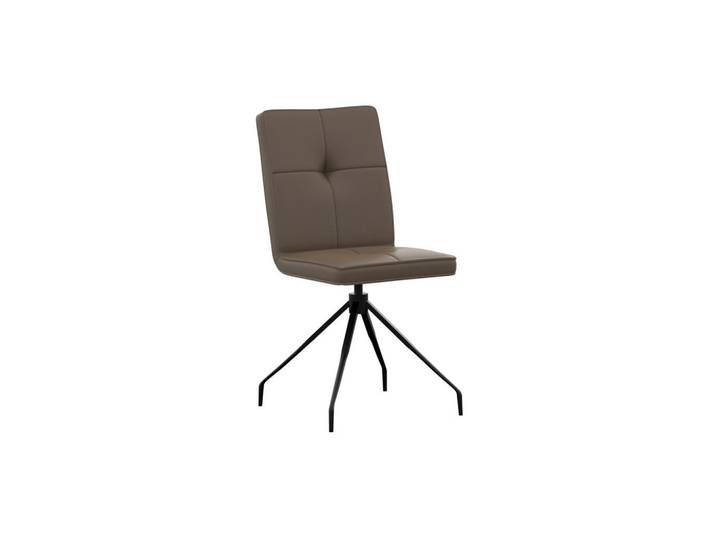 Moderano Stuhl, Grau, Metall, Leder, Echtleder, Semi-Anilinleder, Rundrohr, 45x96x58 cm, Lederauswahl, Esszimmer, Stuhl, Lederstuhl