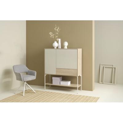 Highboard "LABOE", beige (eichefarbig bianco hell), B:115cm H:135cm T:41cm, Holzwerkstoff, SCHÖNER WOHNEN-KOLLEKTION, Sideboards, Highboard, ideal auch als Home Office Sekretär oder Bar, push to open