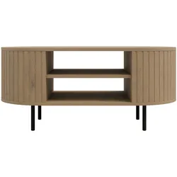 COUCHTISCH Halay Eiche Cremona, Moderne Rillenstruktur 100 cm, mit runden Kanten