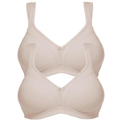 Bügelloser BH SUSA "2er Pack BH ohne Bügel Topsy", Damen, Gr. 75, Cup A, beige (cappuccino cappuccino), Stoff, Obermaterial: 83% Polyester PES. 17% Elasthan EL., BHs