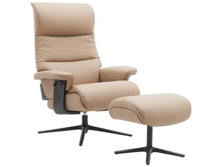 Xora Relaxsesselset, Schwarz, Taupe, Metall, Leder, Kombination Echtleder/Lederlook, Rindleder, 78x111x81 cm, Liegefunktion, Relaxfunktion, Wohnzimmer, Sessel, Relaxsessel