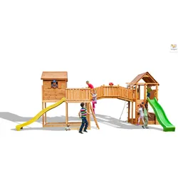 Fungoo Spielturm "Maxi Set Sized Plaza My Side Fortress Toybox Rainbow",teak,