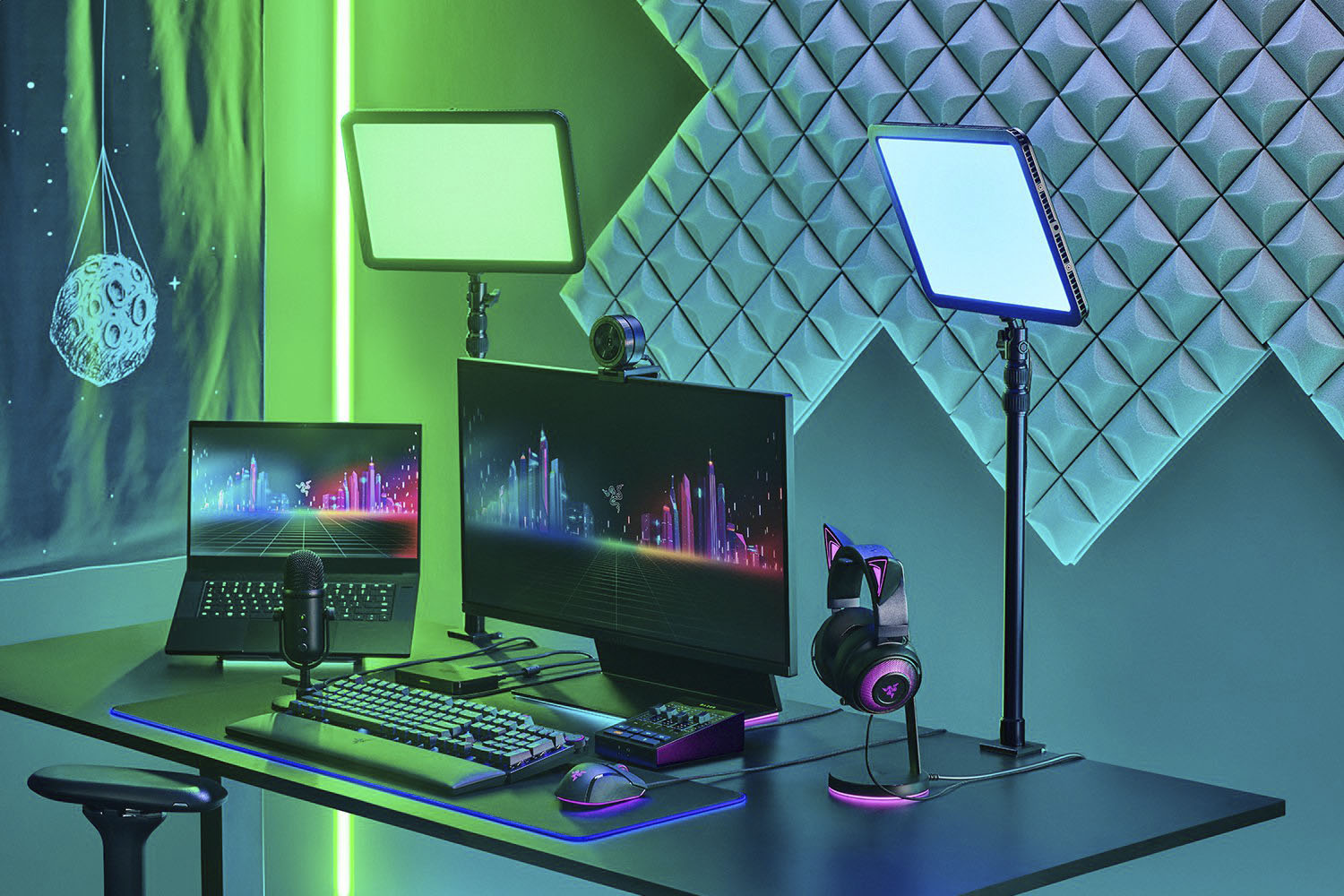 RAZER USB-Stehleuchte "Key Light", schwarz, B:36cm H:135cm T:26cm, Mobilleuchten