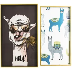 byRoom Tablett 2er Set Lama, 63 x 38cm, mehrfarbig