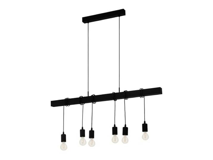 Eglo Suspension luminaire Townshend bois vintage\, plafonnier suspendu pour salle à manger\, 6 lampes\, lustre chambre design vintage industriel\, lustre chambre avec douille E27\, noir