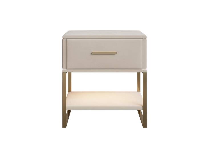 Shopentra Nachttisch 40x31x50cm Modern mit Stauraum & Metallrahmen, Beige, 31x50x40 cm, Schlafzimmer, Nachtkästchen
