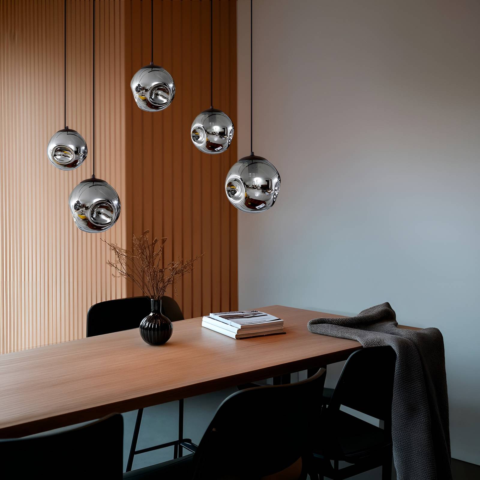 Glass Pendant Light Valentina Lindby, dimmable, Alu / grey / zinc, Living / Dining Room, Glass, Design, Ceiling Light