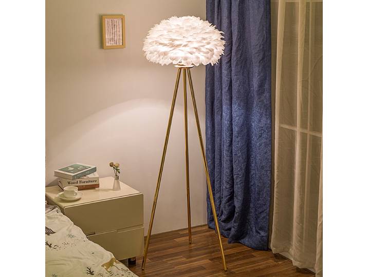 Plume lampadaire salon canapé Simple lumière lampe de luxe nordique créatif Ins fille Net rouge chaud romantique chambre lampe