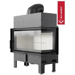 Kratki Kamineinsatz aus Stahl KRATKI FLOKI L rechts 12 kW Ø200 mit Türfeder Kamin