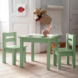 Kindersitzgruppe MADS Pastellgrün Kiefer teilmassiv