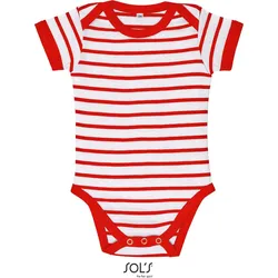 SOLS Kinder Baby Body gestreift Baby-Body 01401 white/red 3-6 Monate