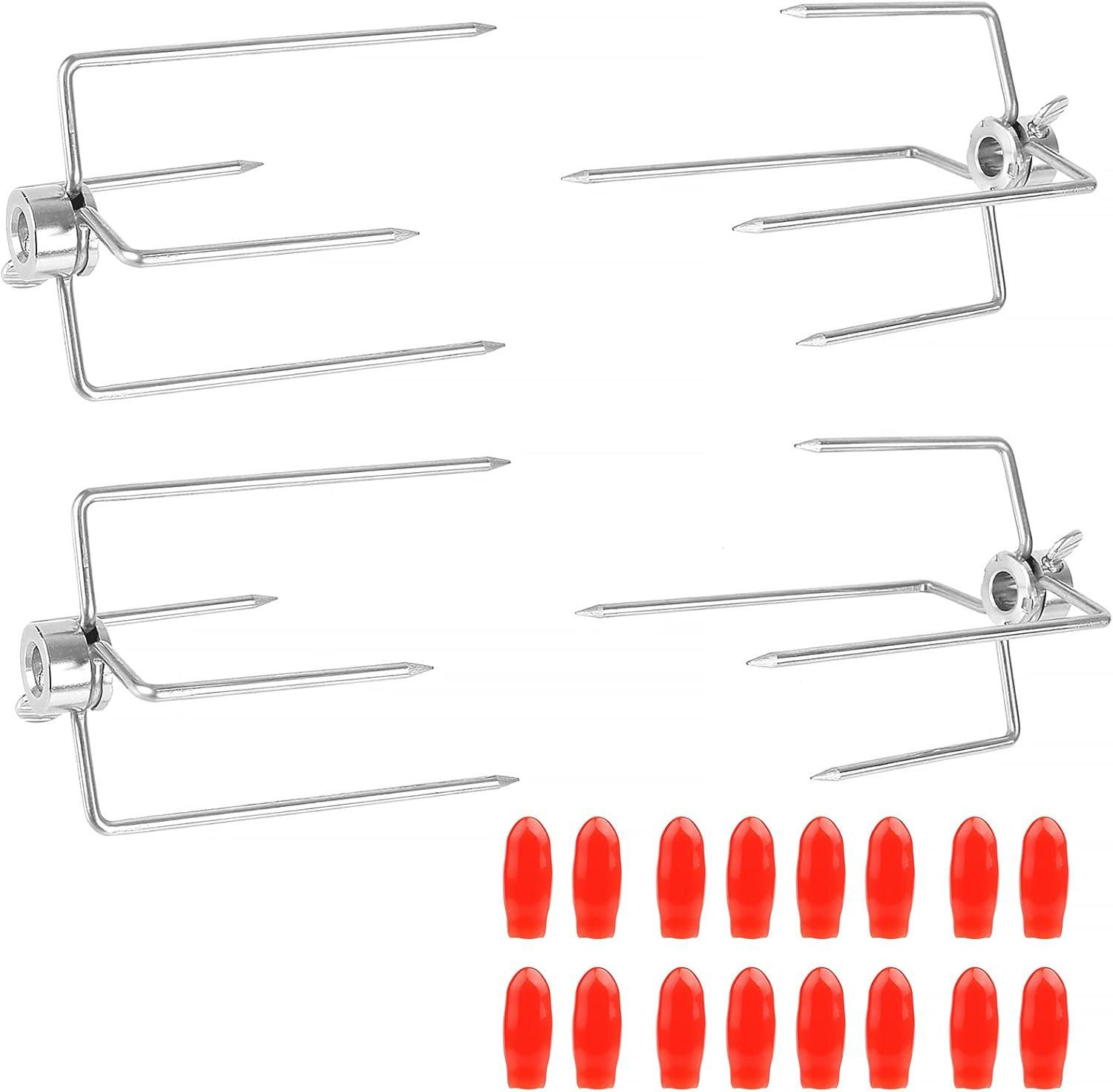 Set van 4 vleesvorken voor rotisserie met vergrendelingsschroef, 12 mm, voor barbecue