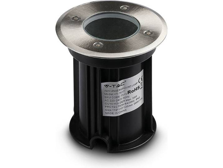 V-TAC VT-7677RD Buitenverlichting - Ondergrondse Fittingen - GU10 Houder - IP65 Waterdicht - Zwart