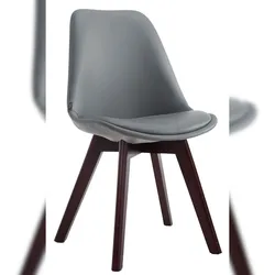 Décoshop26 - Esszimmerstuhl x1 skandinavischer Stil graues PVC 4-beiniges Gestell in Walnussfarbe 10_0003749