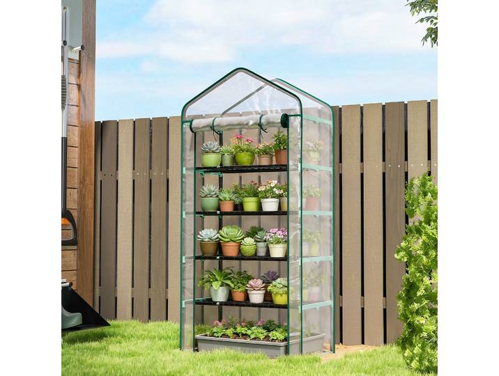 Outsunny Serre PVC 5 Niveaux Acier 90x49x193cm Transparent