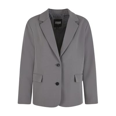 Langmantel URBAN CLASSICS "Urban Classics Ladies Long Blazer", Damen, Gr. S, grau (cloudgrau), 94% Polyester, 6% Elasthan, Mäntel