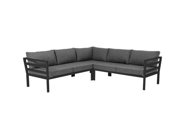 Gartenlounge Fladena schwarz Metall 7 B 226 T 82 cm - Gartenlounge - Wetterfeste Gartenmöbel & Accessoires