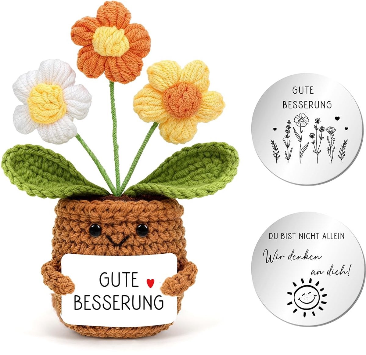 Gehaakte Bloem met Positieve Energiekaarten en Geluksbrenger