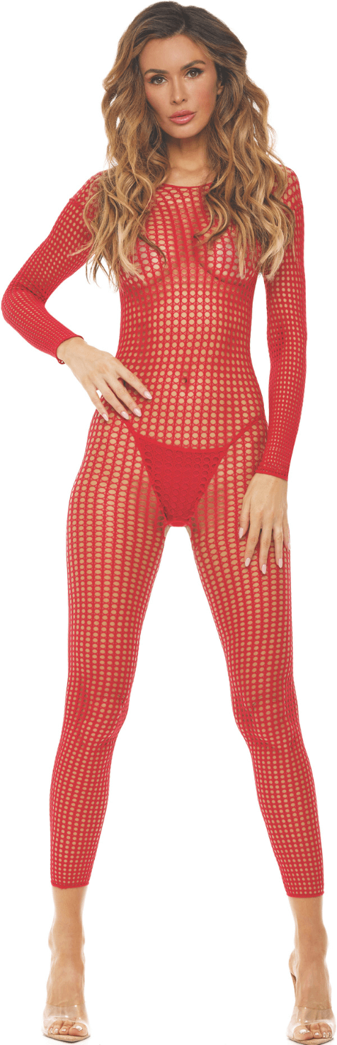 René Rofé Bodystocking rouge ouvert à l'entrejambe