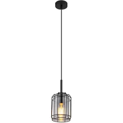 Hängeleuchte Pendelleuchte Küche Rauchoptik Schwarz Metall Glas H 120 cm