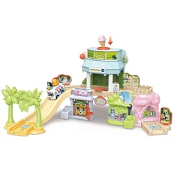 VTech Tut Tut Baby Flitzer Blueys Eisdiele – interaktives Spielset mit Eiswagen und Rutsche