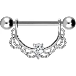 Chirurgenstahl Nippelpiercing ORIENTALISCHES DESIGN + KRISTALL