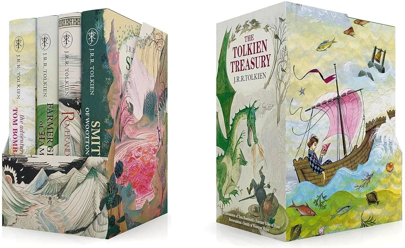 HarperCollins The Tolkien Treasury by J.R.R. Tolkien - 4 Books Collection Set - Roverandom, Farmer Giles of Ham, Tom Bombadil, Smith of Wootton Major - Deluxe