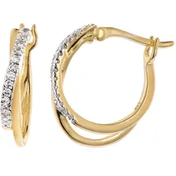 GLIZZ GL1271 Damen-Ohrringe 333 Gold Creolen mit natürlichen Diamanten