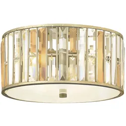 Deckenleuchte Lampe Vintage Wohnzimmerleuchte Bernsteinperle Kristalle Silber